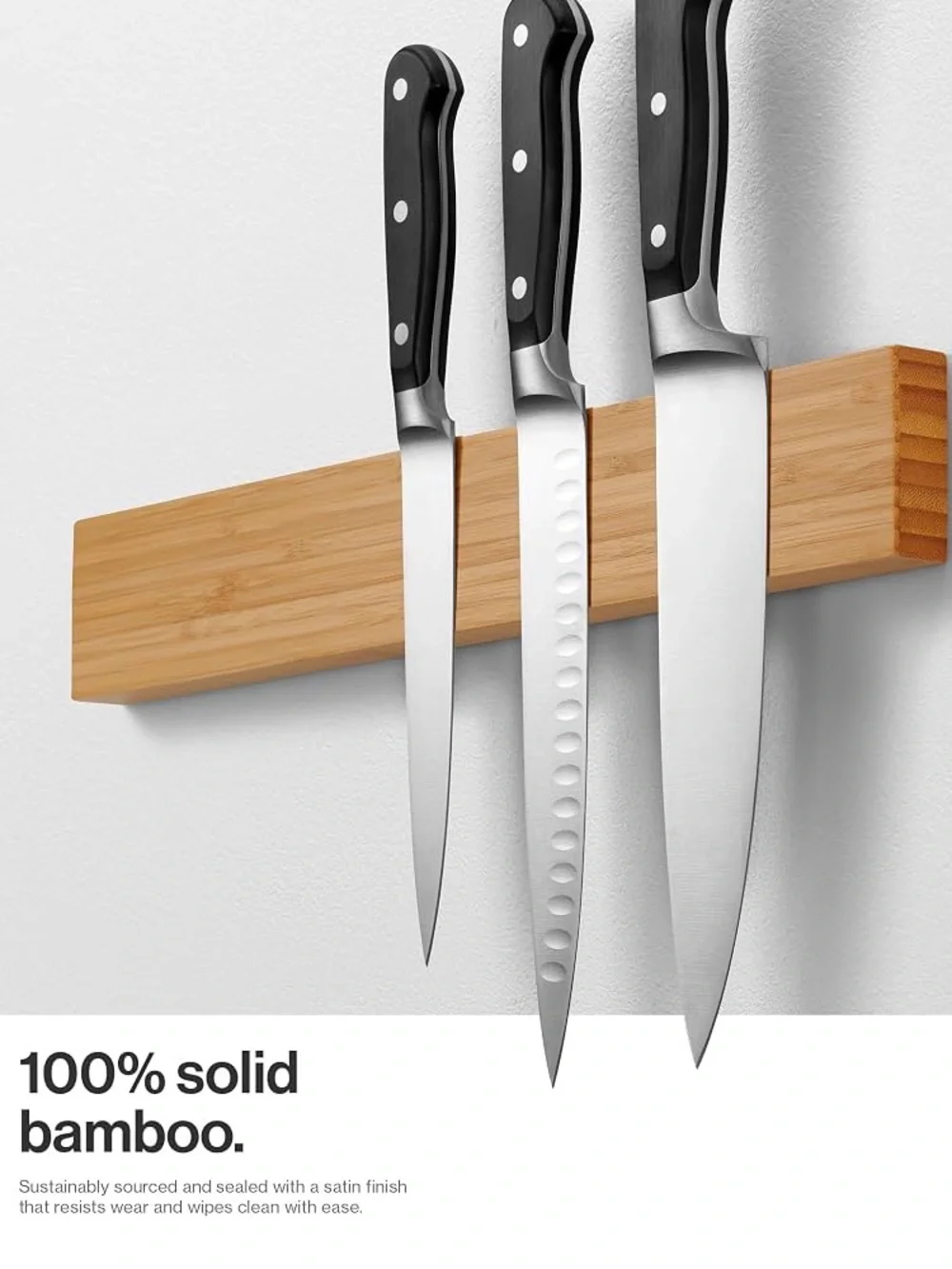 🆕 Bamboo Magnetic Knife Holder For Knives, Utensils, Tools, Etc